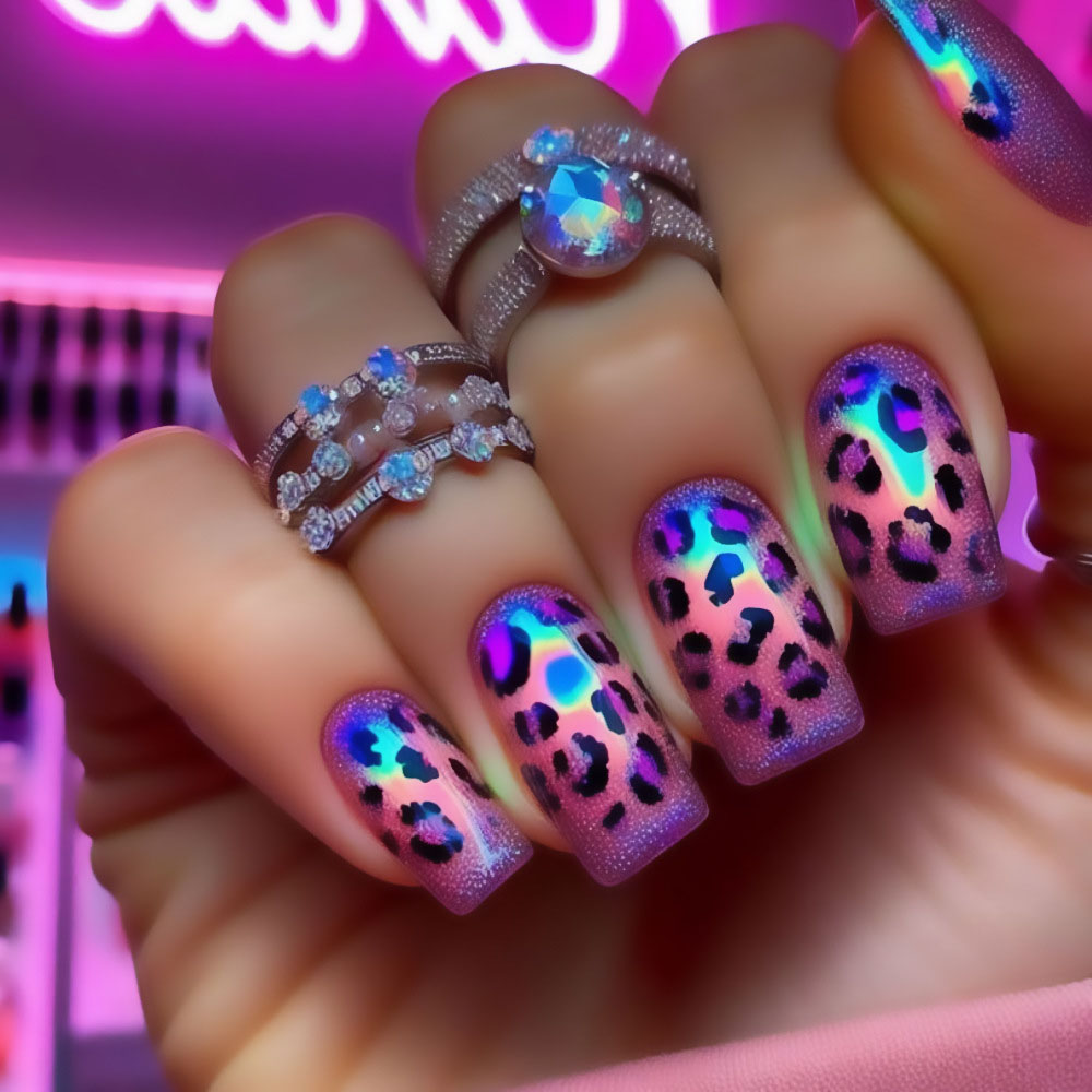 Nail Art Pink - أظافر صناعية قصيرة ومتوسطة الطول للنساء،