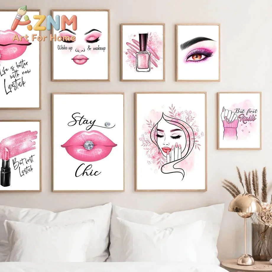 Nail Art Pink - لوحة فنية على القماش بدون إطار