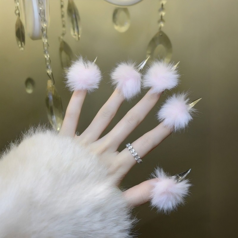 Nail Art Press On - أظافر صناعية طويلة مصنوعة يدويًا بتصميم