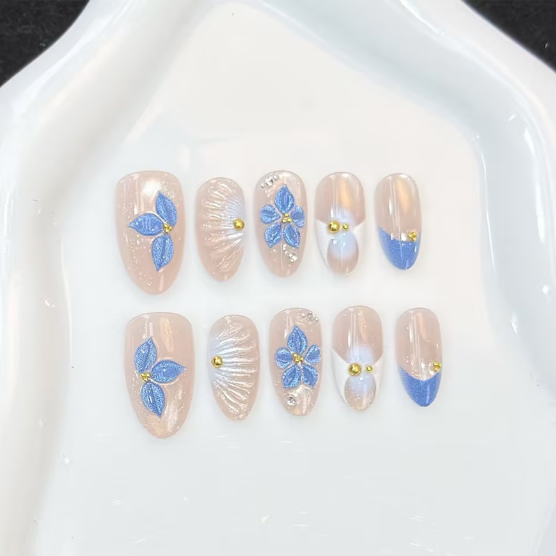 Nail Art Pink - 10 قطع من الأظافر الاصطناعية الجديدة